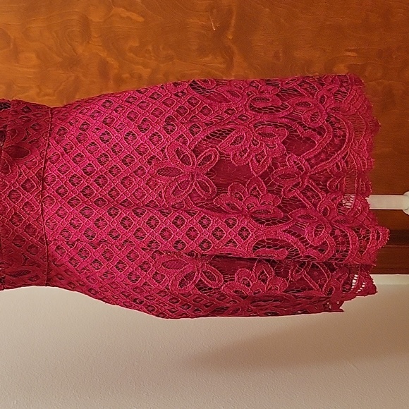 FREE PEOPLE One Million Lace Lover V-neck Dress in Burgandy - size 6 - Picture 9 of 16